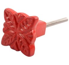 Red Four Leaf Metal Knobs