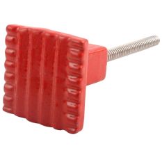Red Square Border Metal Knobs