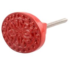 Red Oval Flower Metal Knobs 