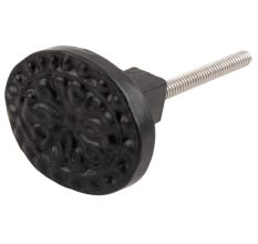 Black Oval Flower Metal Knobs