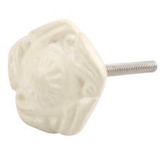 Cream Flower Metal Knobs