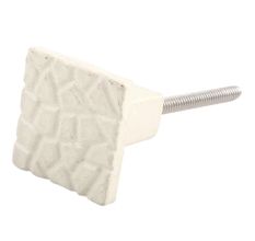Cream Hammered Square Metal Knobs