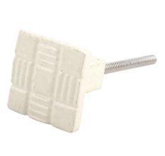 Cream Square Metal Knobs