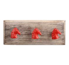 Red Horse Metal Wooden Hooks