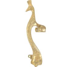 Golden Brass Peacock Carved Door Handle