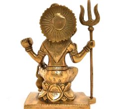 Sitting Brass Statue of Lord Shiva and Trishul Kamandal Dholak