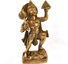 Brass Hanuman Statue Holding Dronagiri Mountain