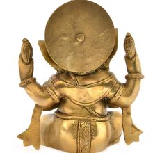 Brass Ganesha with His Trunk on the Modak