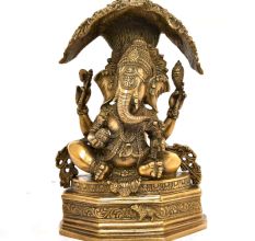 Bronze Ganpati Sitting Under the Tree