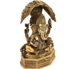 Bronze Ganpati Sitting Under the Tree