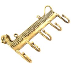 Brass Tribal Animal Wall 5 Hooks Hangers