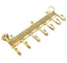 Brass Tribal Animal Wall 7 Hooks Hangers