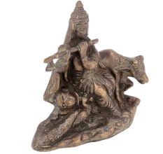 Lord Krishna with Cow Handmade Brass Statue Idol