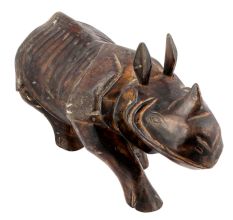 Teak Wood Rhino Carving Carved Rhinoceros Sculpture