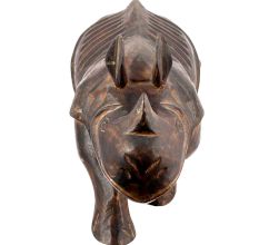 Teak Wood Rhino Carving Carved Rhinoceros Sculpture
