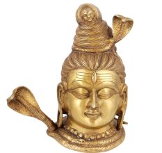 Brass Indian Lord Gangadhara Shiva Head 13.38 inches
