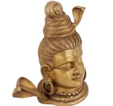 Brass Indian Lord Gangadhara Shiva Head 13.38 inches