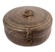 Vintage Collectible Chapati Box (Dabusa)- Brass 12.59 inches