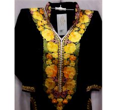 Stitched Black with Yellow Roses Embroidered Cotton Kurti