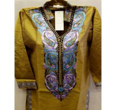 Olive Green Summer Kashmiri Embroidered Long Kurti