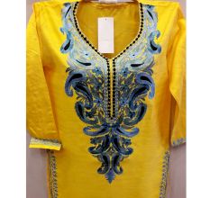 Yellow Summer Kashmiri Embroidered Long Kurti