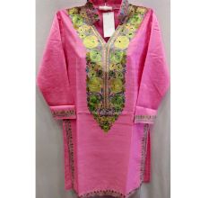 Pink Summer Kashmiri Embroidered Long Kurti