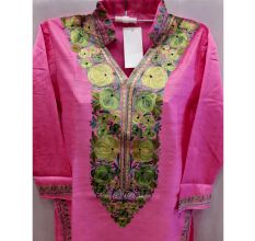 Pink Summer Kashmiri Embroidered Long Kurti