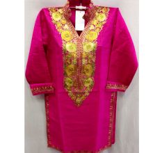Deep Pink Summer Kashmiri Embroidered Long Kurti