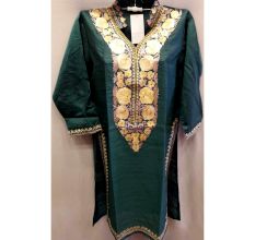 Eco Green Summer Kashmiri Embroidered Long Kurti