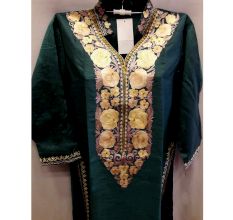 Eco Green Summer Kashmiri Embroidered Long Kurti