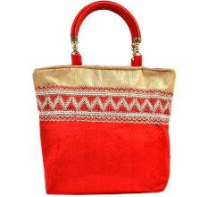 Red Gold Velvet Hand Bag