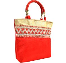 Red Gold Velvet Hand Bag