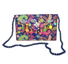 Navy Blue Tribal Ethnic Gypsy Clutch Shoulder Bag