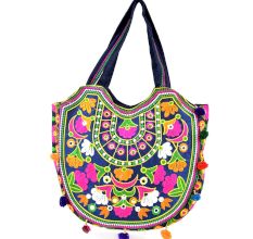 Dark Blue Ethnic Ladie Purse Thread Work Bag