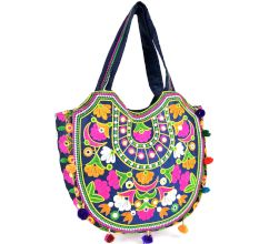 Dark Blue Ethnic Ladie Purse Thread Work Bag