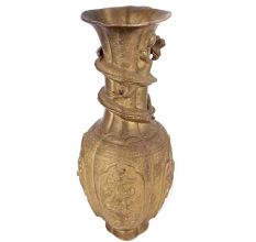 Large Brass Vase with Dragons 37 Cm