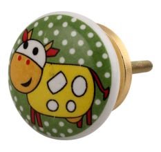 Yellow Cow Ceramic Flat Cabinet Knob Online
