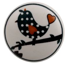 Slate Green Bird Ceramic Flat Cabinet Knob Online