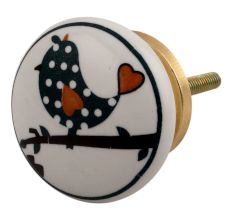 Slate Green Bird Ceramic Flat Cabinet Knob Online