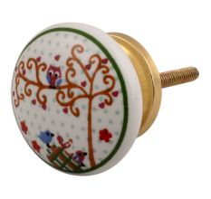 Multicolor Birds Ceramic Flat Drawer Knob Online