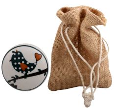 Slate Green Bird Flat Ceramic Wine Stopper