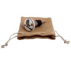 Slate Green Bird Flat Ceramic Wine Stopper