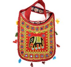Maroon Embroidered Elephant Sling Bag