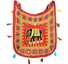 Maroon Embroidered Elephant Sling Bag