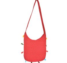 Red Embroidered Elephant Sling Bag
