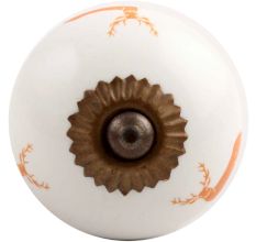 Orange Standing Rein Deer Pattern Ceramic Cabinet Knob Online