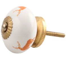 Orange Standing Rein Deer Pattern Ceramic Cabinet Knob Online