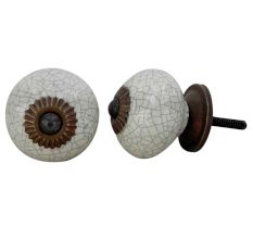 Cream Crackle Ceramic Wardrobe Knob