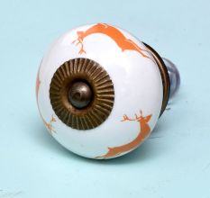 Orange Running Rein Deer Pattern Ceramic Drawer Knob Online