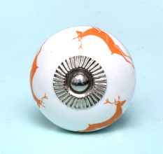 Orange Running Rein Deer Pattern Ceramic Drawer Knob Online